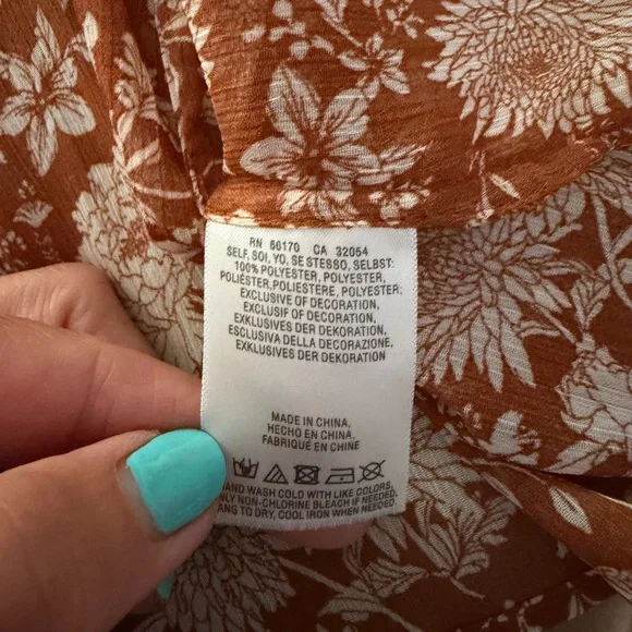 Daniel Rainn Rust Floral Blouse M - Picture 4 of 5